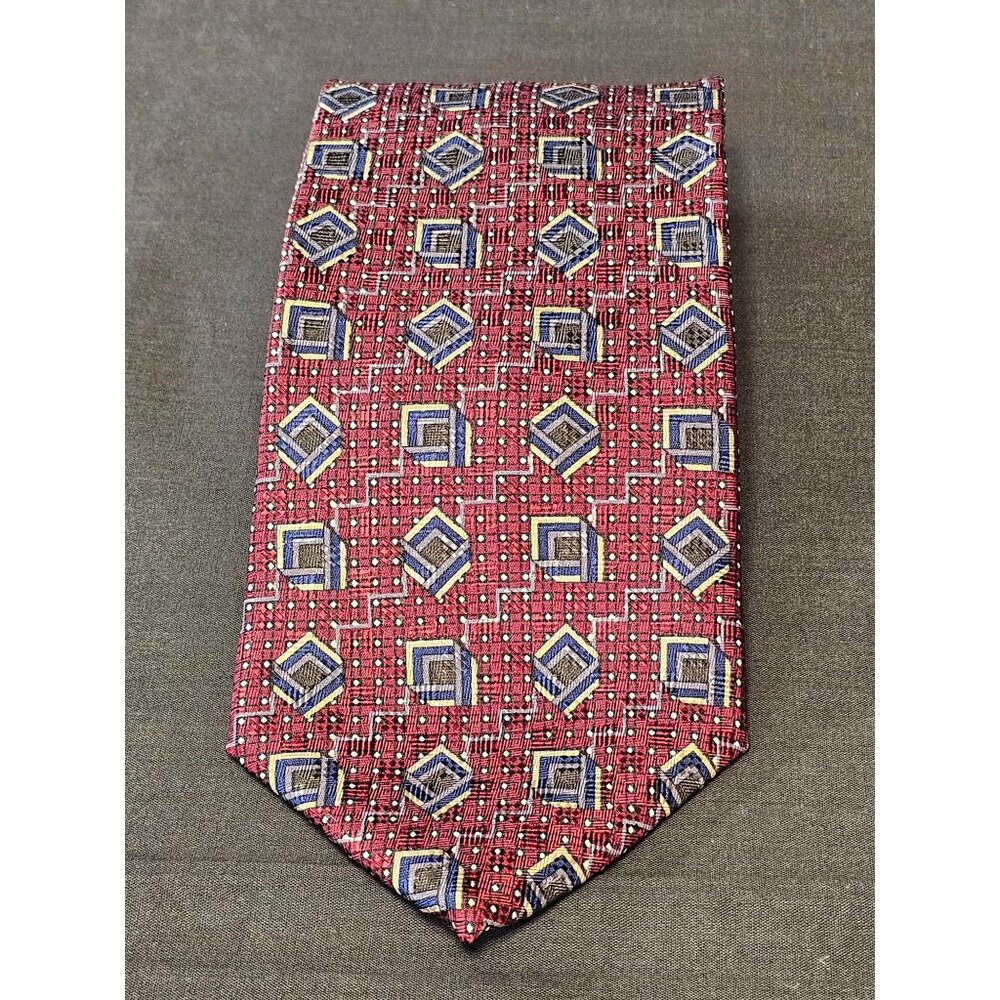 Vintage Louis Feraud Geometric Pattern Silk Tie - Picture 1 of 10